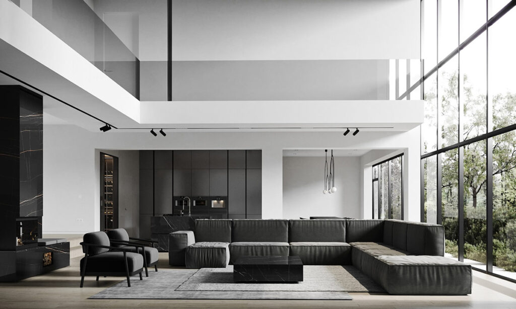 Spacious modern hall design by modern architecture firms in Kalyan